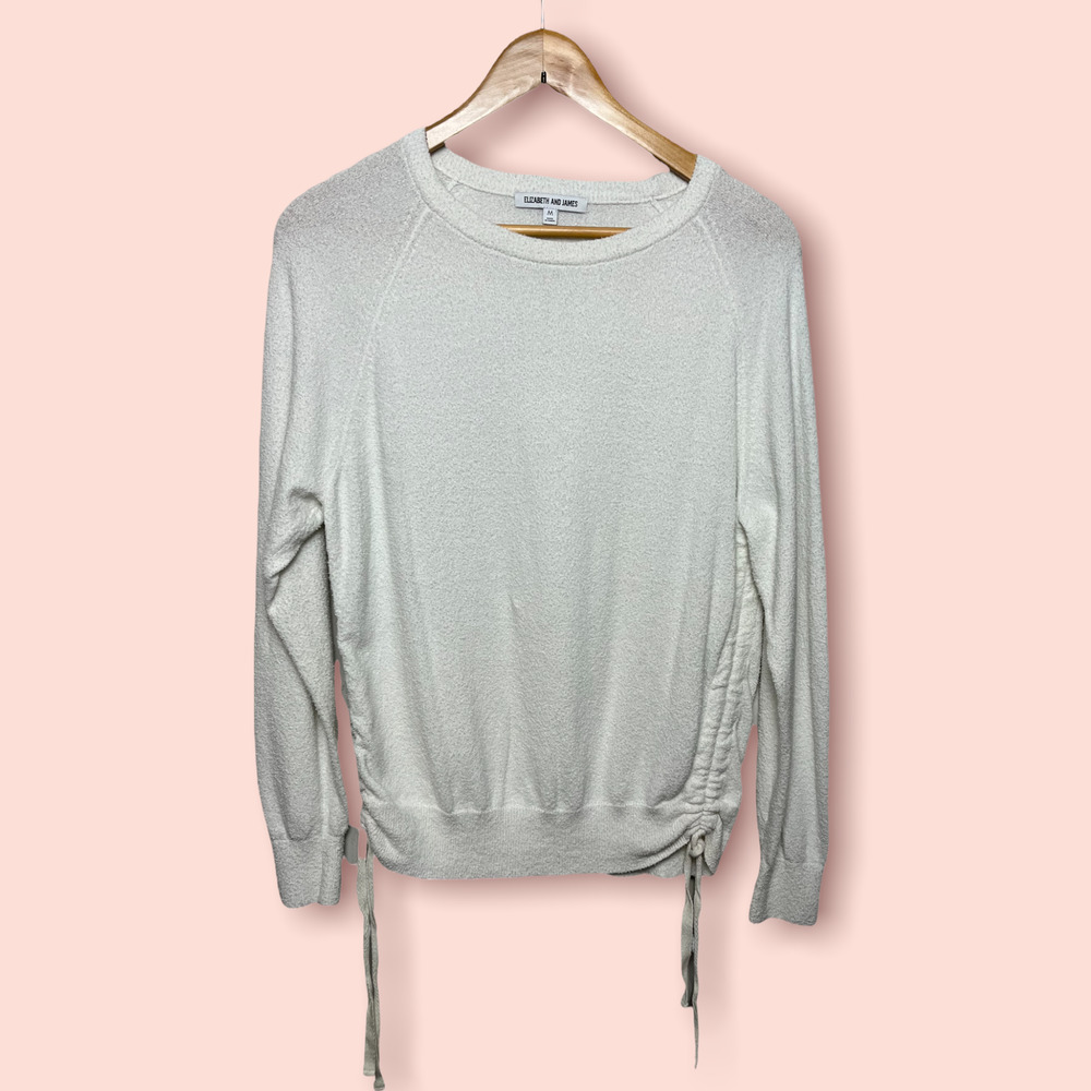 Elizabeth and James Oversized Side Ruching White Top Size M